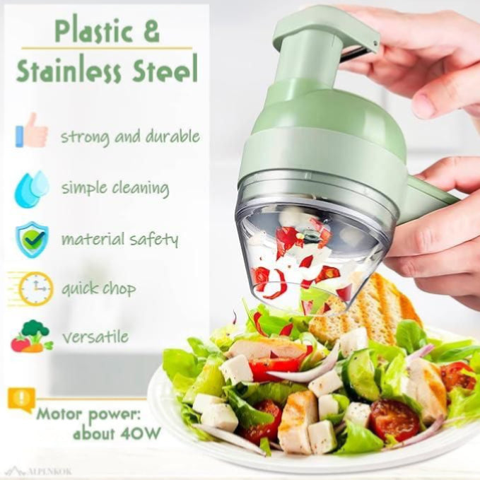 4-in-1 Electric Vegetable Cutter – Wireless Mini Food Processor