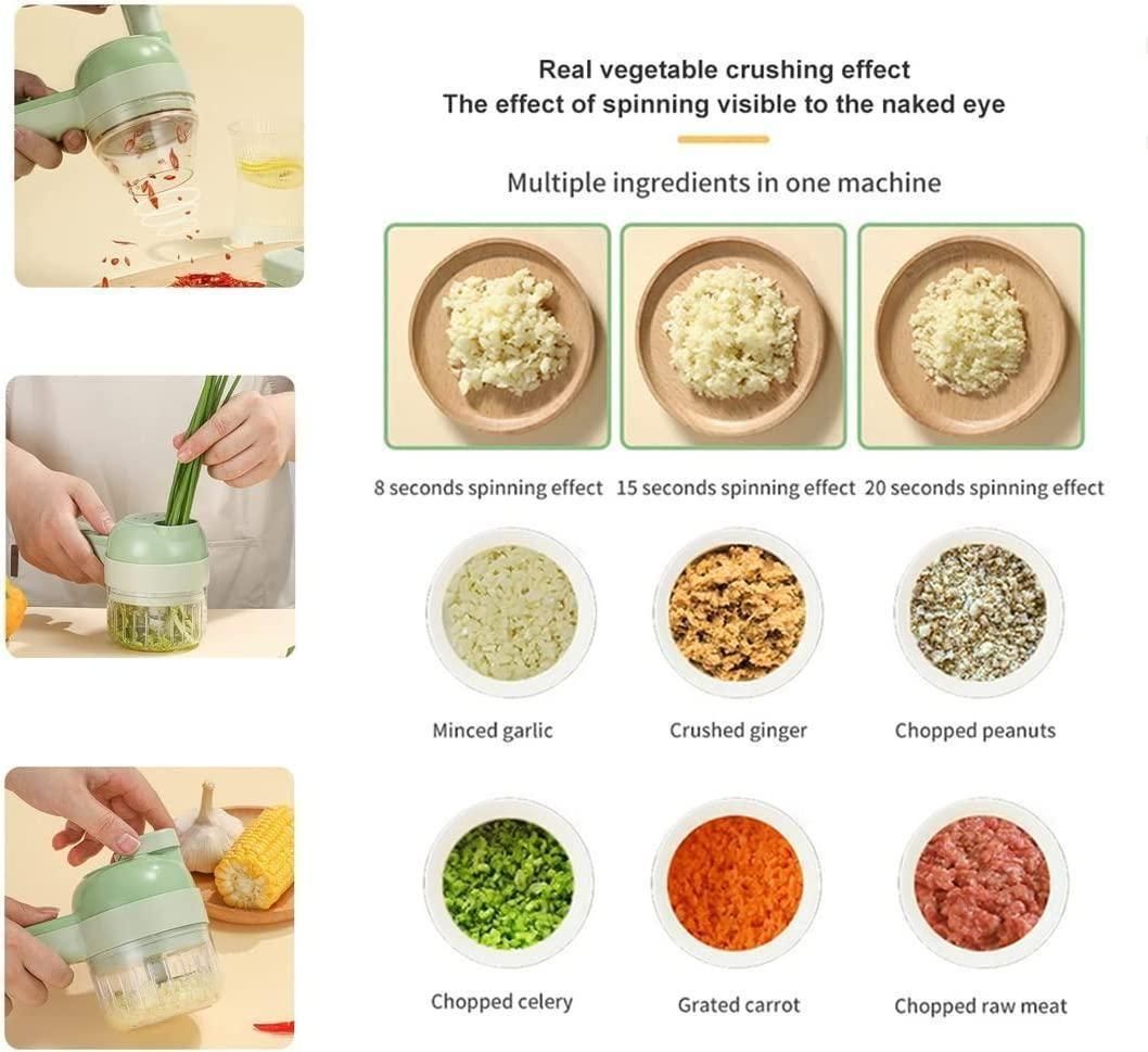 4-in-1 Electric Vegetable Cutter – Wireless Mini Food Processor
