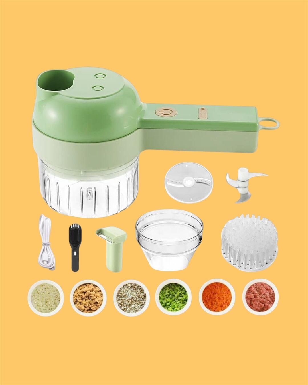 4-in-1 Electric Vegetable Cutter – Wireless Mini Food Processor